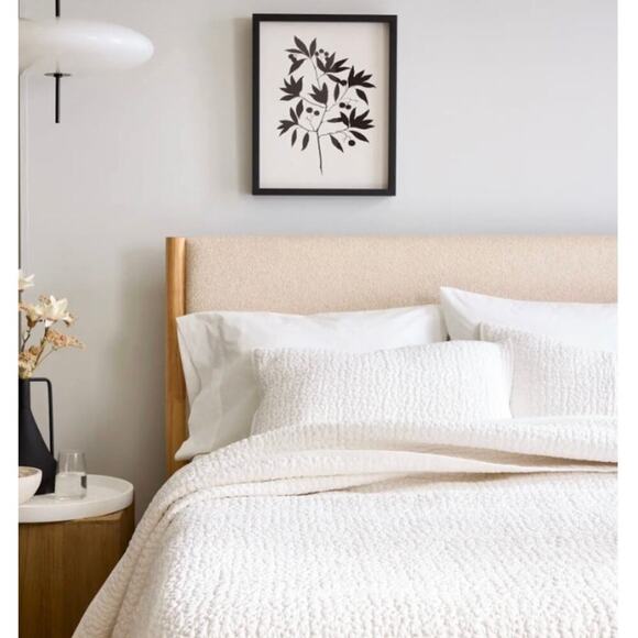 Quince European Linen Cotton Hand Stitch Quilted Euro Sham White NWOT #23 - Picture 1 of 8